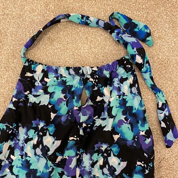 Speedo Floral High Neck Keyhole Floral One Piece Swimsuit Size Small - Picture 3 of 7